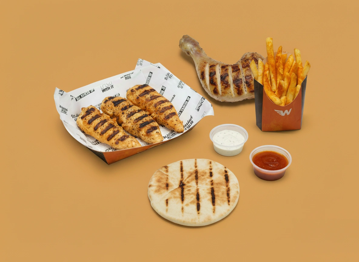 Platter for one with grilled chicken and sides